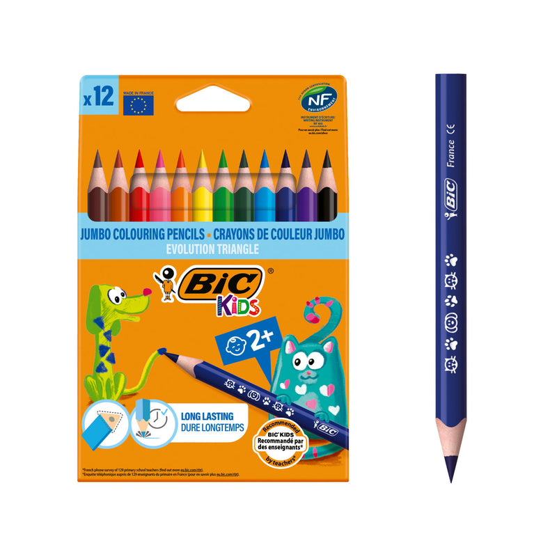 Bic triangle colouring pencils 12 pack (British brand)