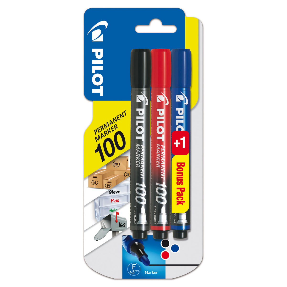 Pilot permanent marker 3 pack bullet tip - British product
