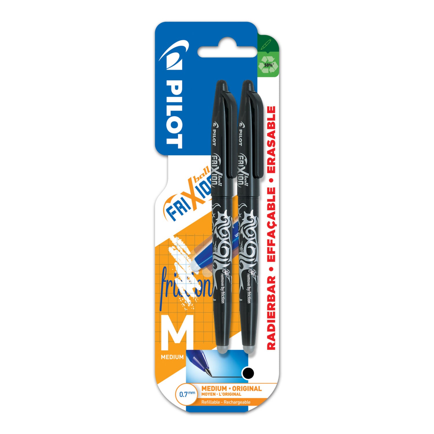 Pilot FriXion ballpoint pens black ink twin pack, UK version