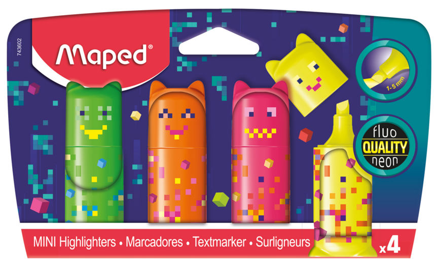 Maped Pixel Party Mini Highlighters X4 GOODS ASDA   