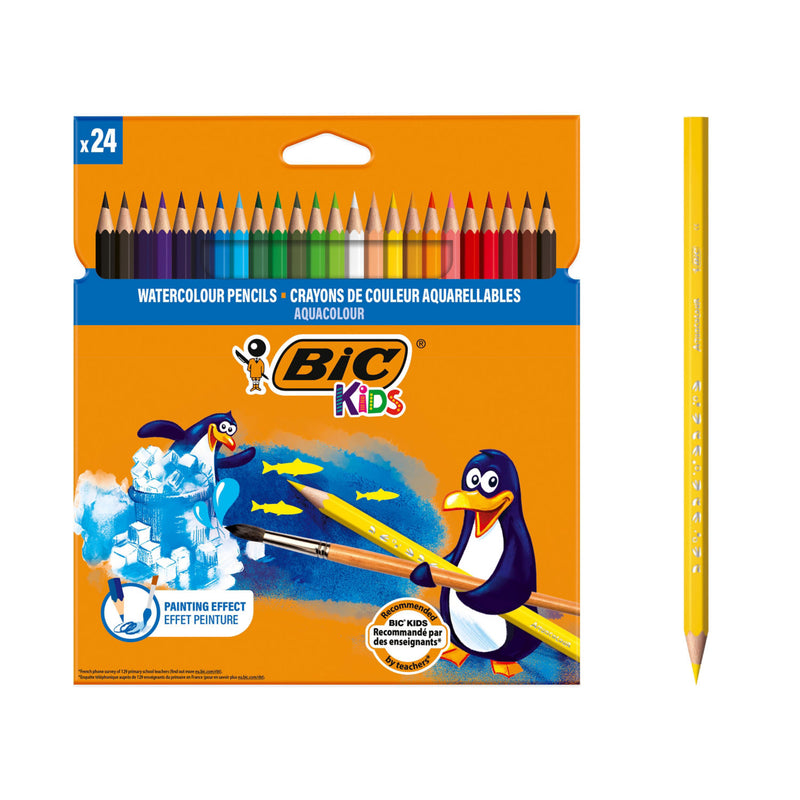 Bic Kids watercolour pencils 24 pack, imported from the UK
