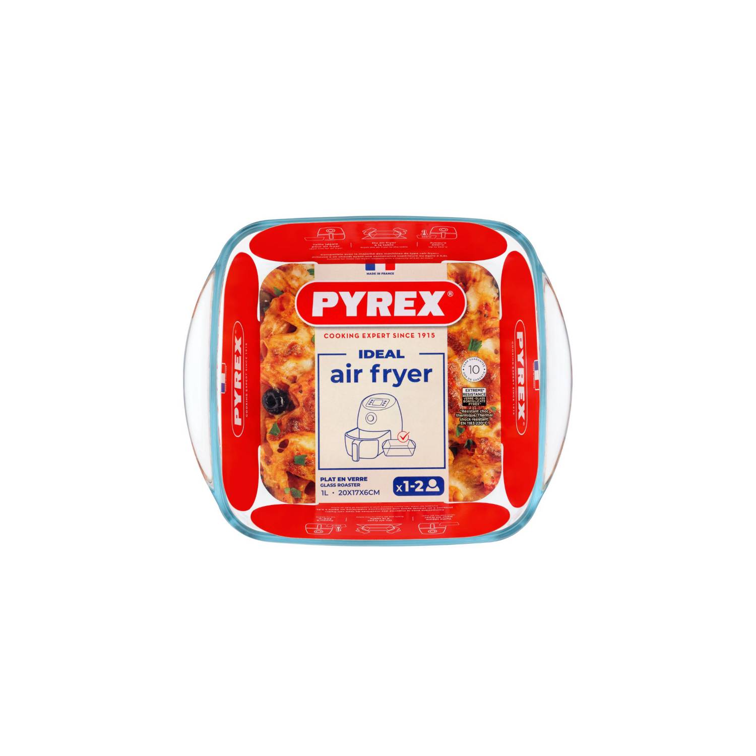 Pyrex 1L square air fryer tray borosilicate glass - British product