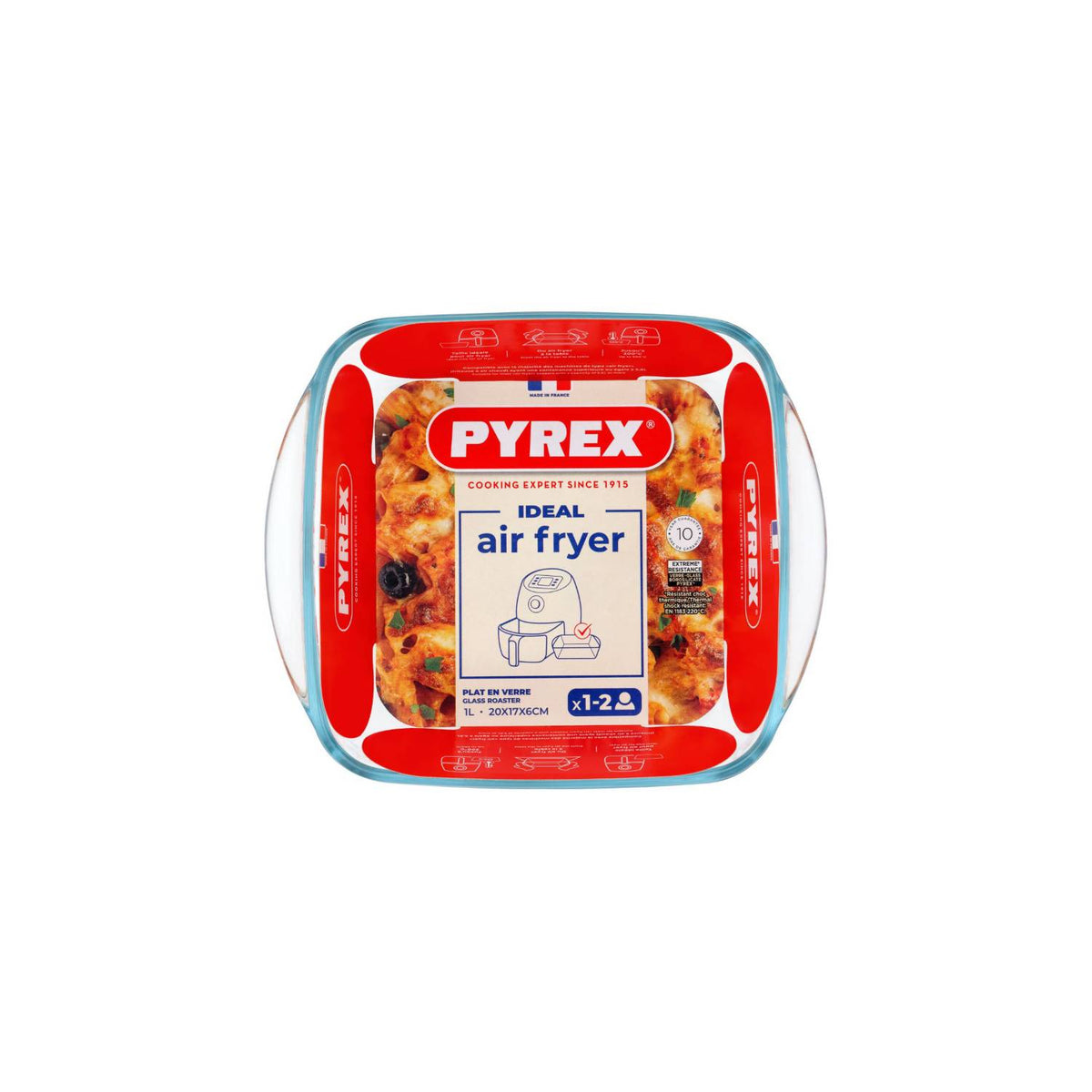 Pyrex 1L square air fryer tray borosilicate glass - British product