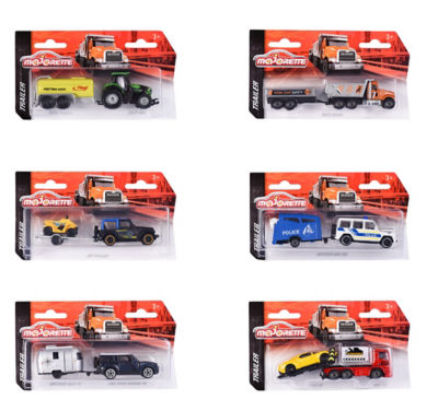 Majorette vehicle and trailer set with MAN and Lamborghini models, imported from the UK