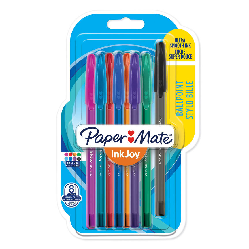 Paper Mate InkJoy 100ST Ballpoint Pens Medium Point (1.0mm ) Assorted Colours, 8 Count GOODS ASDA   