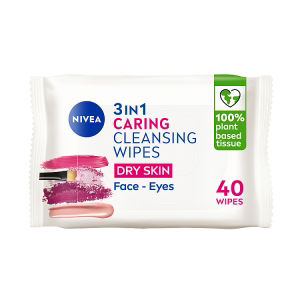 NIVEA Caring 3-in-1 Cleansing Wipes for dry skin 40 wipes, imported from the UK