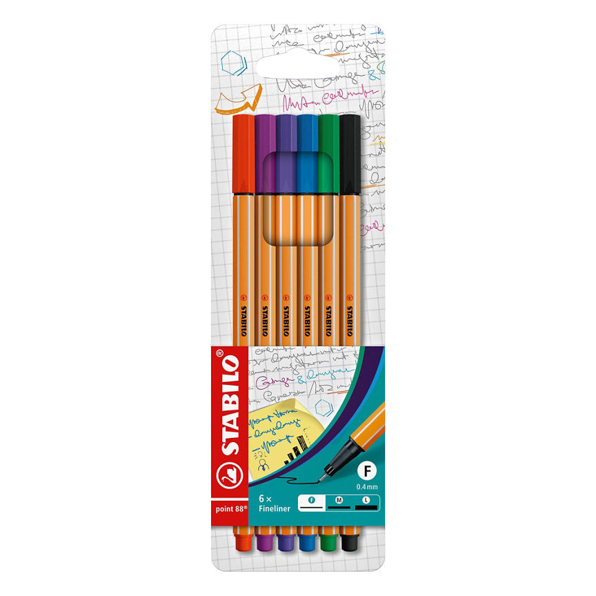 Stabilo Point 88 Fineliners - Assorted 6pk