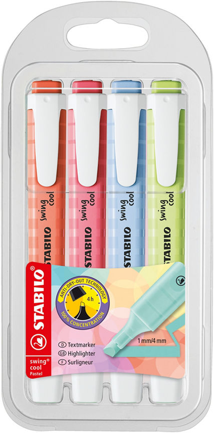 Stabilo Swing Cool highlighters - Pastel 4pk