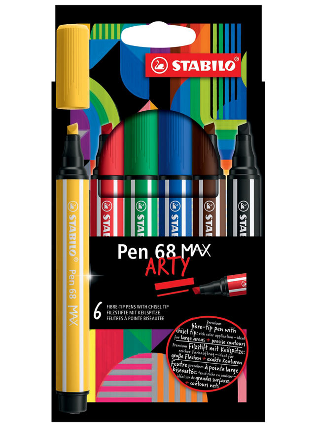 Stabilo MAX ARTY Pen 68 fibre-tips - Assorted 6pk