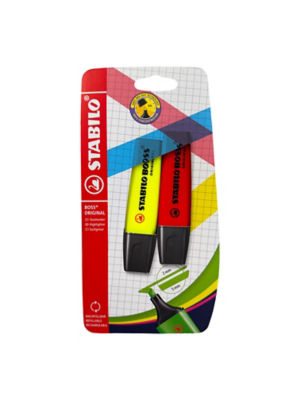 Stabilo Boss highlighter yellow and red 2 pack, UK version