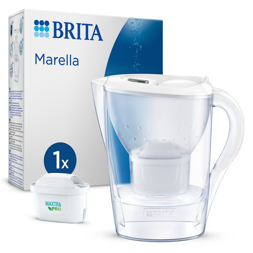 Brita Marella Water Filter Jug White (2.4L) With 1 MAXTRA PRO All-in-1 Water Filter Cartridge