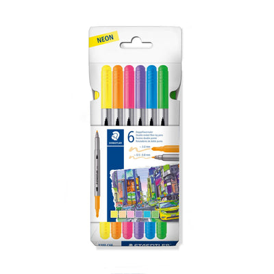 ASDA Staedtler Double-Ended Fibre-Tip Colouring Pens 6 Pack- Buy online at McGrocer