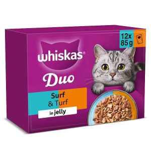 Whiskas DUO Surf & Turf Cat Food Pouches 12x85g - British product