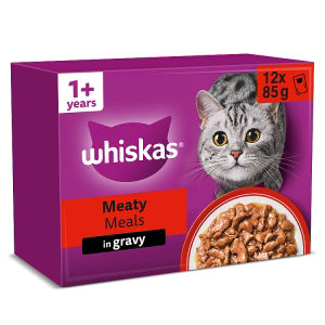 ASDA Whiskas 1+ Meaty Meals Wet Cat Food Pouches in Gravy 12 x 85g- Buy online at McGrocer