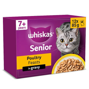 Whiskas Senior 7+ Poultry Feasts Wet Cat Food Pouches 12 x 85g