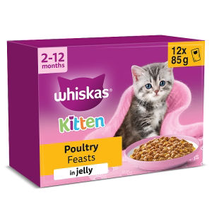 Whiskas kitten poultry wet cat food pouches 12 x 85g (British brand)