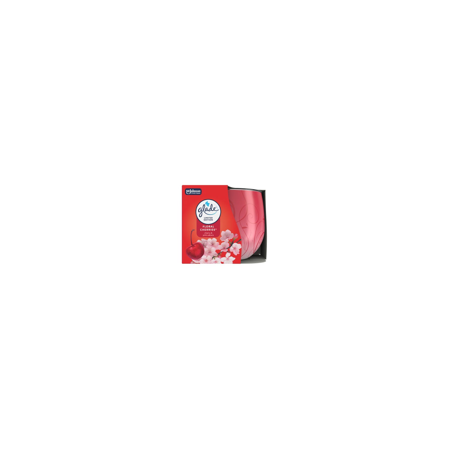 Glade scented candle Floral Cherries 108g, imported from the UK