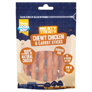 ASDA Good Boy Meaty Treaty Chewy Chicken & Carrot Sticks Dog Treat 70g- Buy online at McGrocer