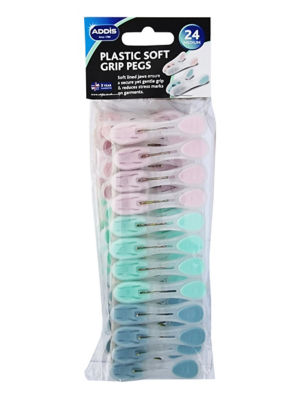 Addis soft grip pegs 24-pack mixed colours - British product