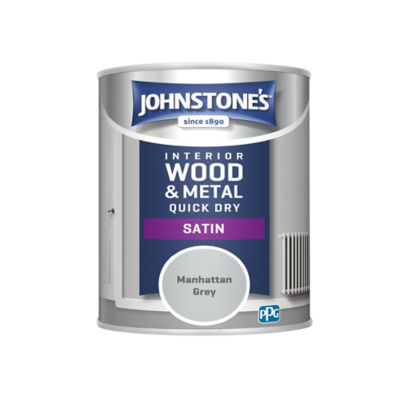 Johnstone's Quick Dry Satin paint Manhattan Grey 750ml, UK version