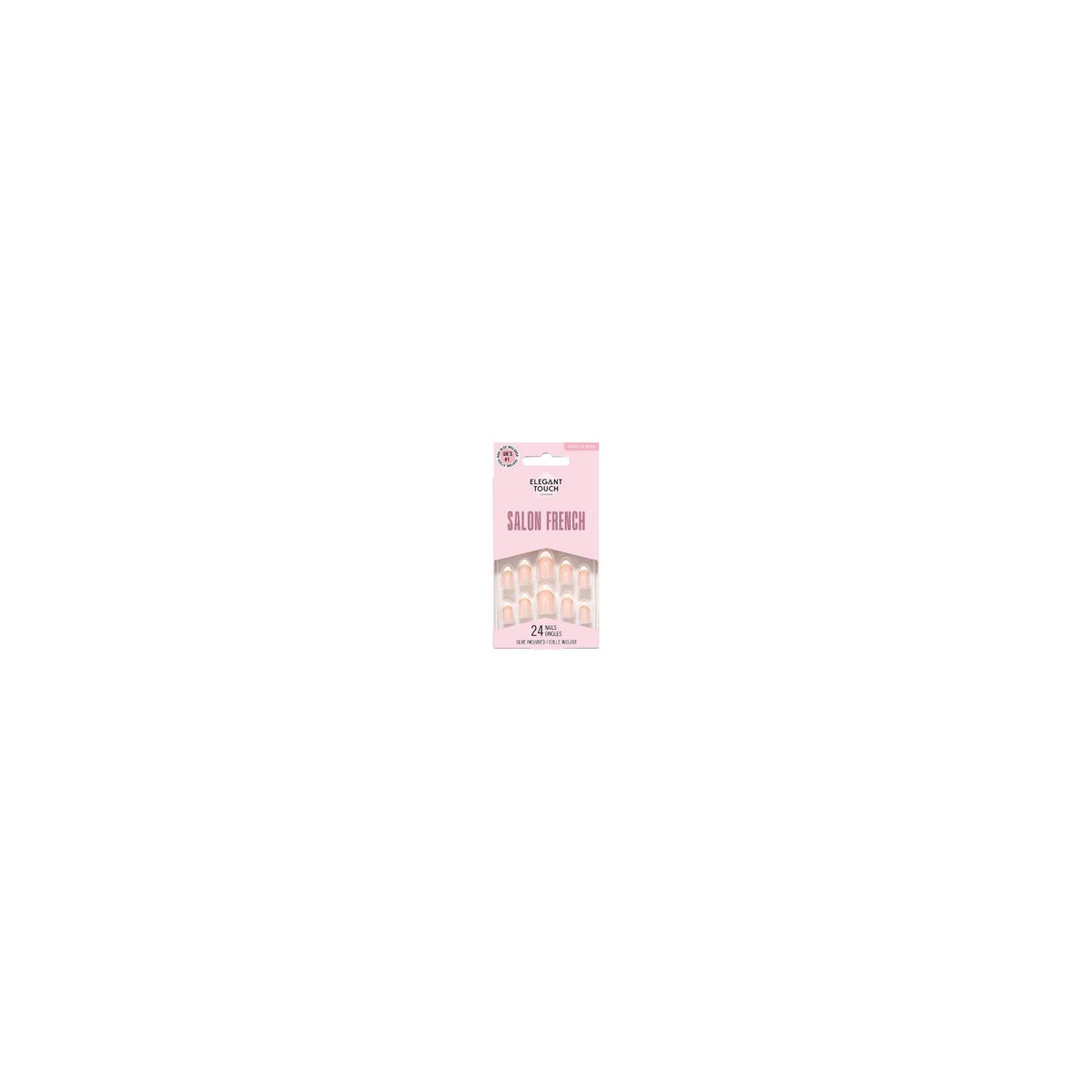 Elegant Touch press-on nails short almond French 24 nails (British brand)