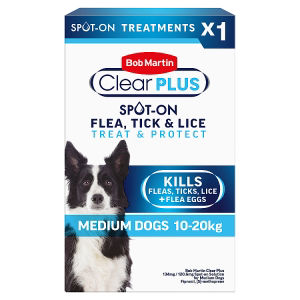 Bob Martin Clear Plus Flea & Tick Spot-On Treatment for Medium Dogs 1 Pipette