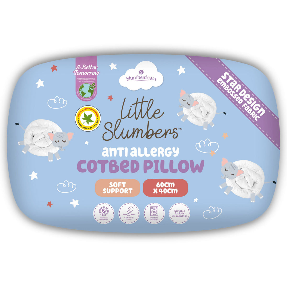 Slumberdown cot bed pillow for toddlers - British product