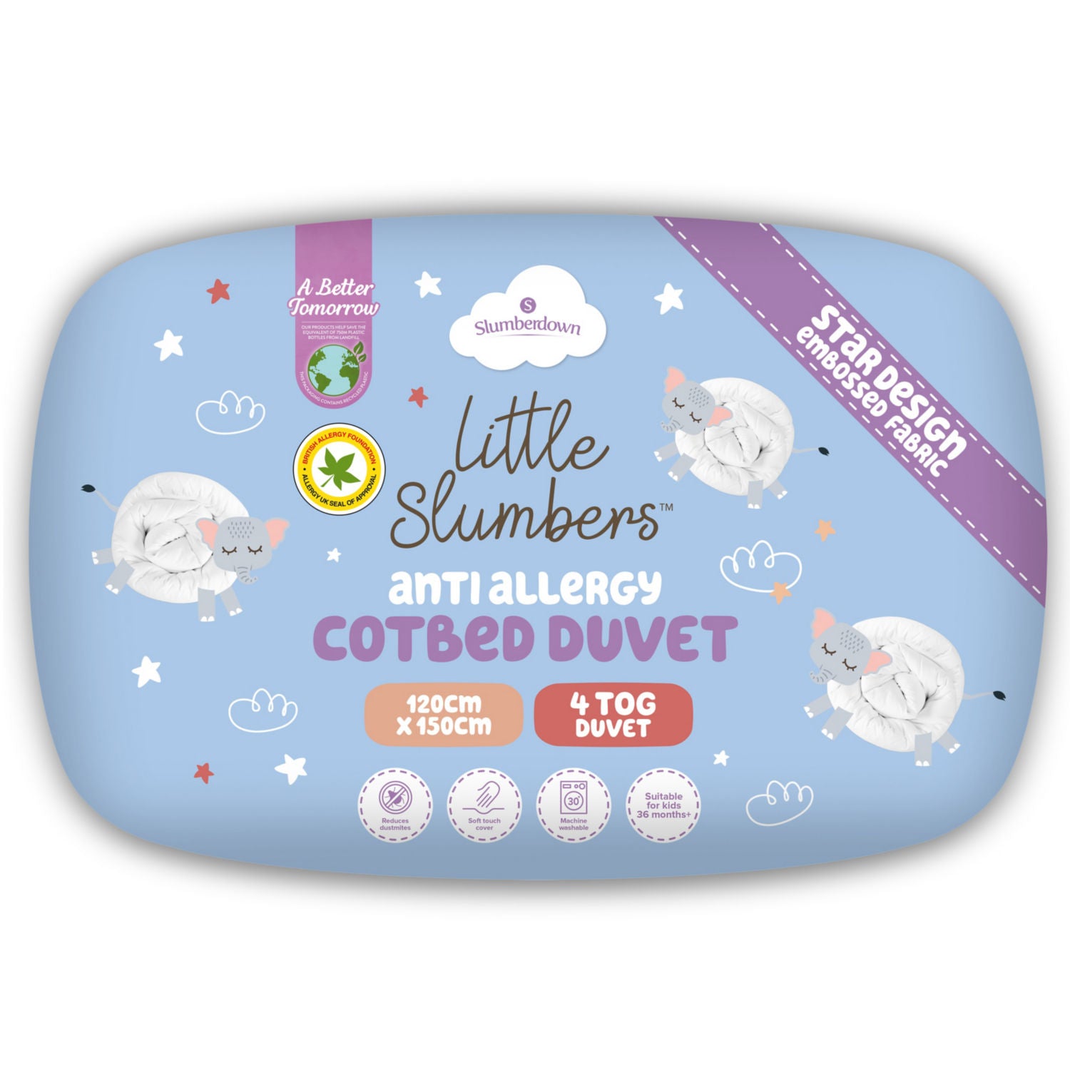Slumberdown Little Slumbers cot bed duvet 4 tog 120x150cm (British brand)