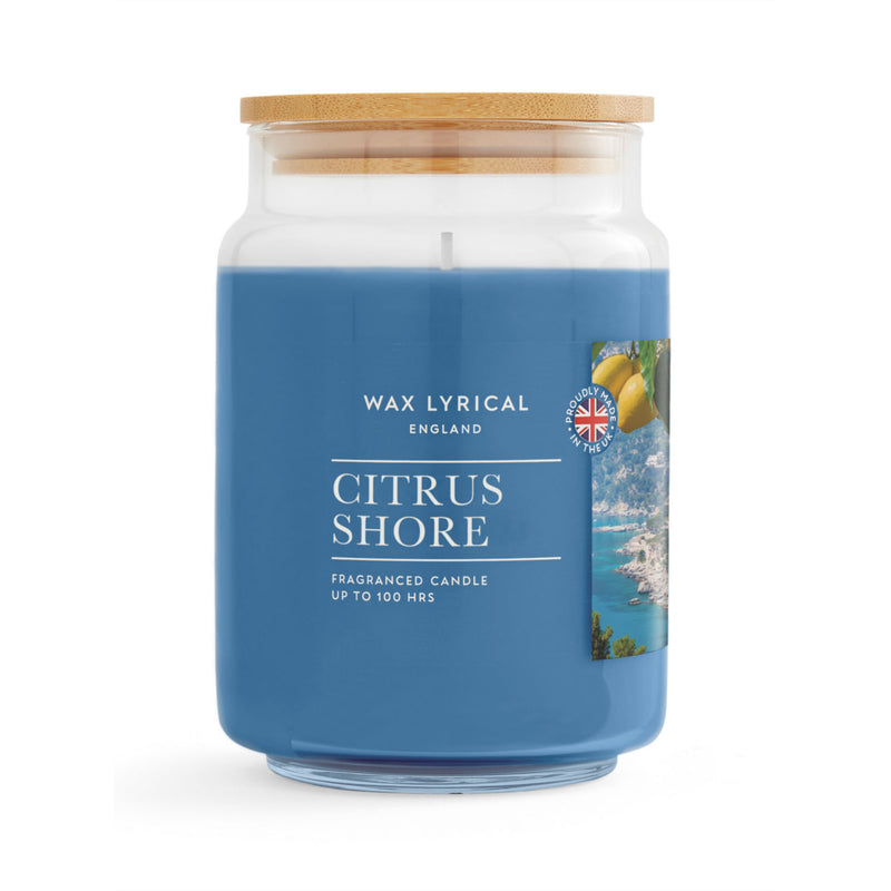 Wax Lyrical Citrus Shore large jar candle, imported from the UK