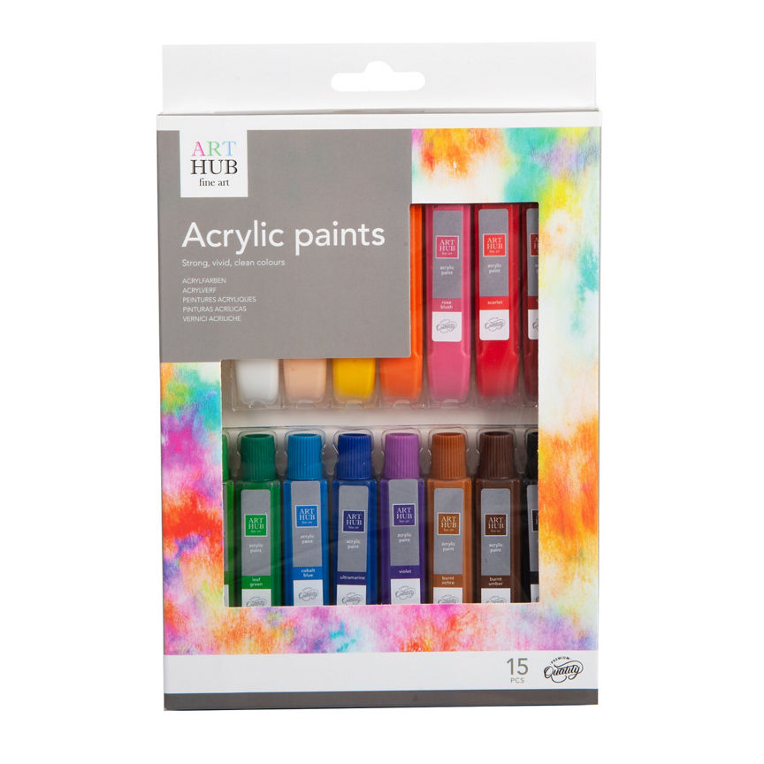 Art Hub Acrylic Paints 10ml - 15 Pack GOODS ASDA   