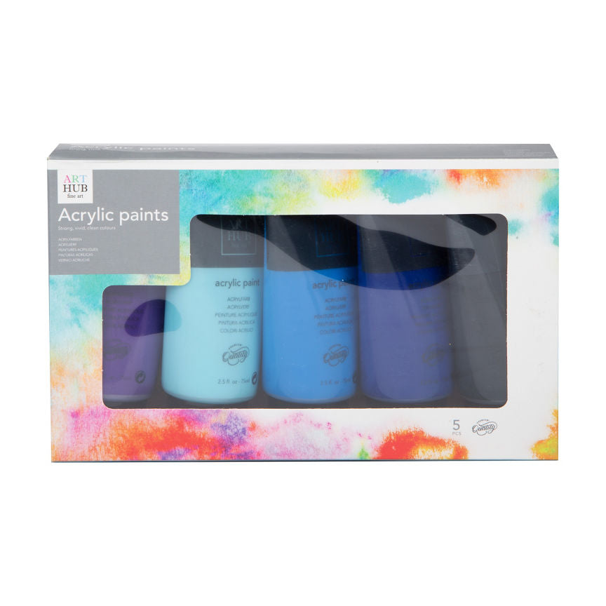 Art Hub 5 Pack Acrylic Paints - Blue Set