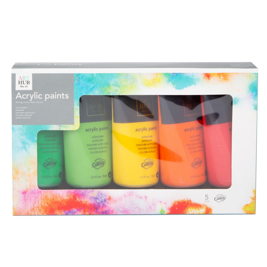 Art Hub 5 Pack Acrylic Paints - Green/Orange Set GOODS ASDA   