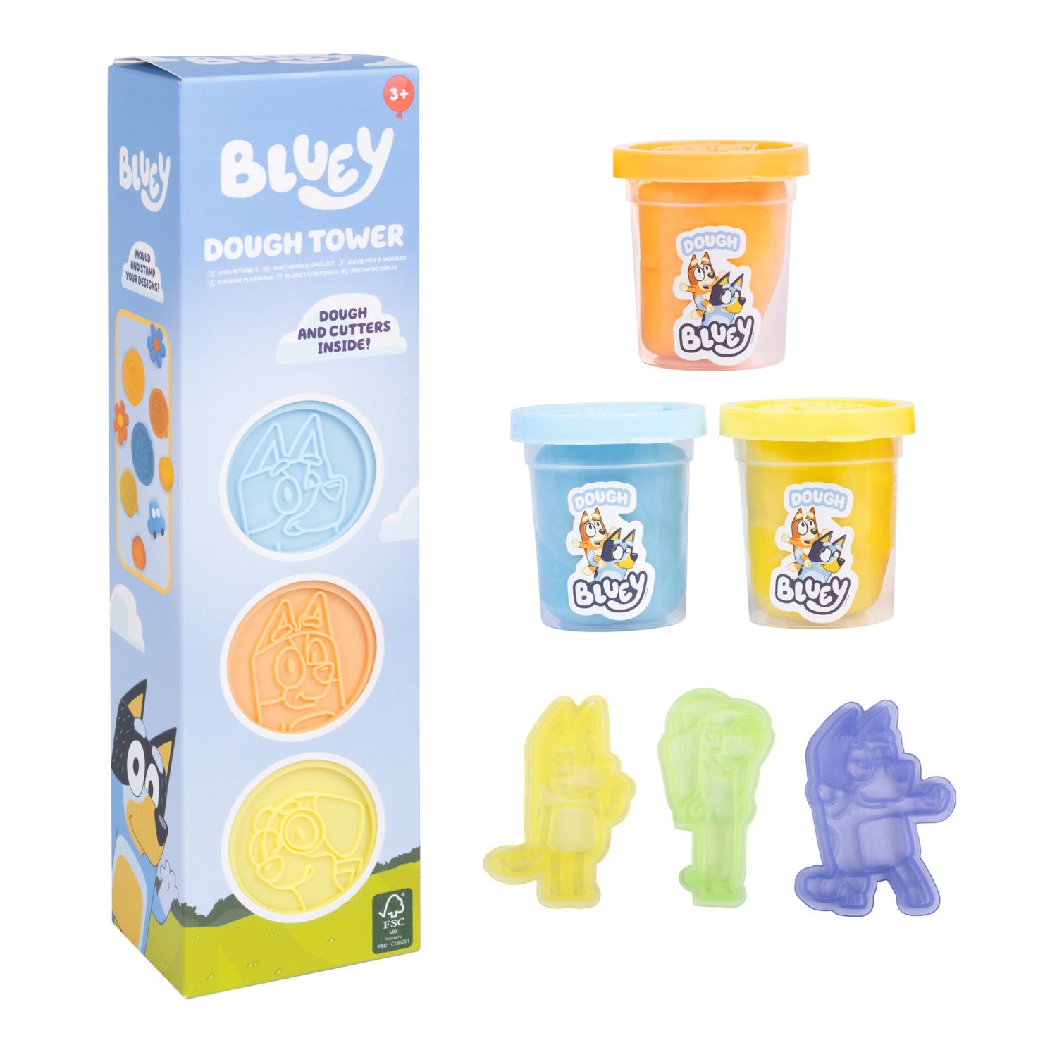 Bluey Dough Tower play dough set with cutters, UK version