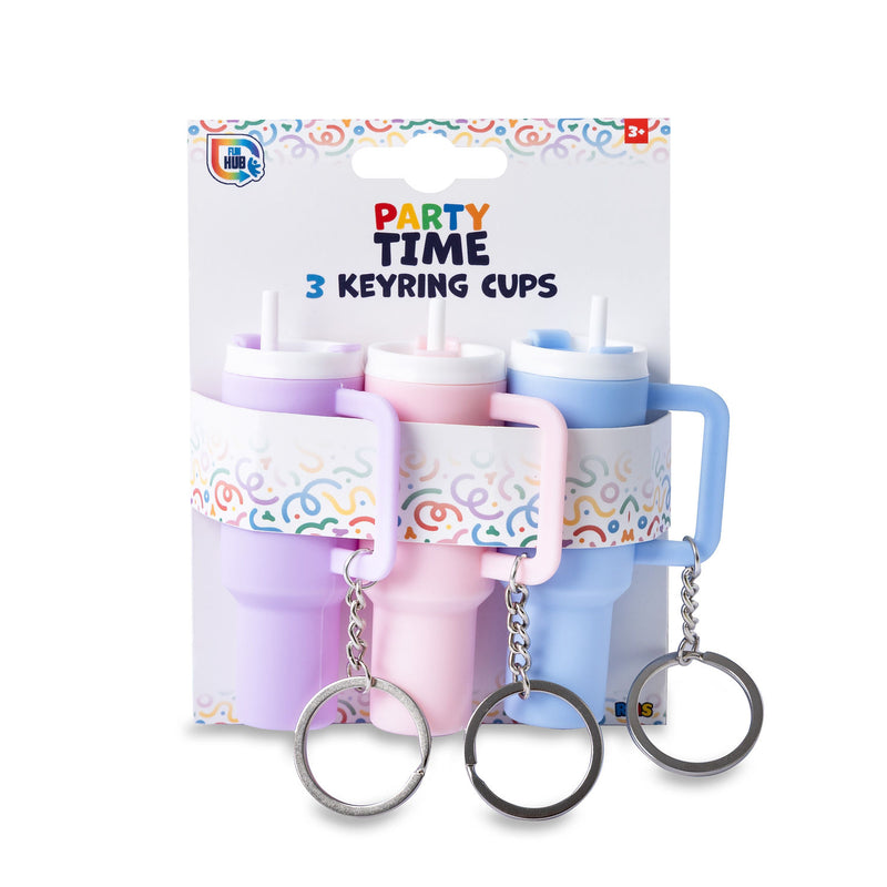 Novelty cup keyrings set of 3, imported from the UK