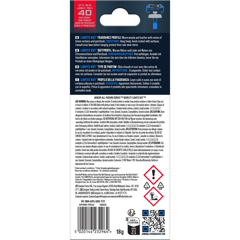 Armor All Podium Series car air freshener Lights Out scent (British brand)