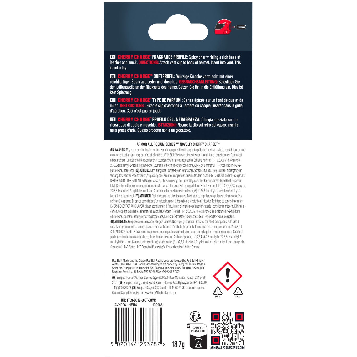 Armor All Helmet Vent car air freshener Cherry Charge (British brand)