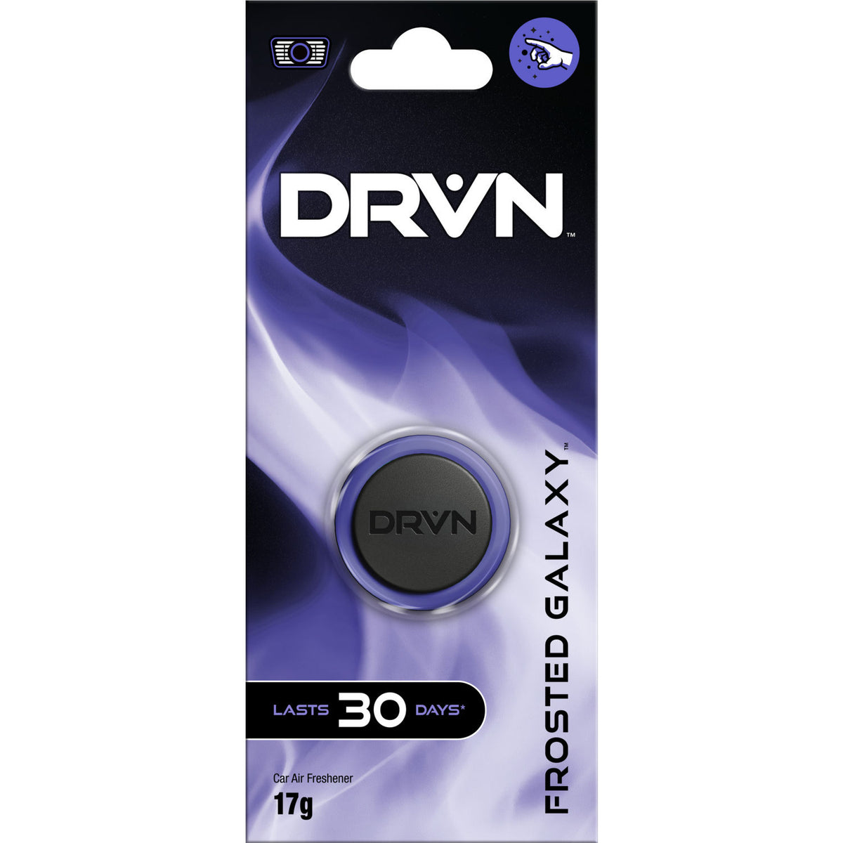 DRVN Frosted Galaxy car air freshener, hanging disc (British brand)