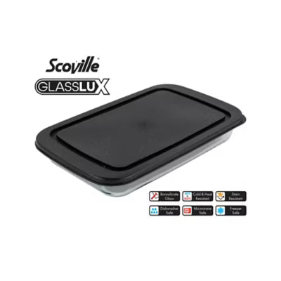 Scoville Glasslux rectangular glass dish with lid 2.2L (British brand)