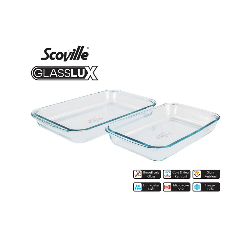 Scoville Glasslux 2 Piece Roaster Set 2.2L/3L GOODS ASDA   