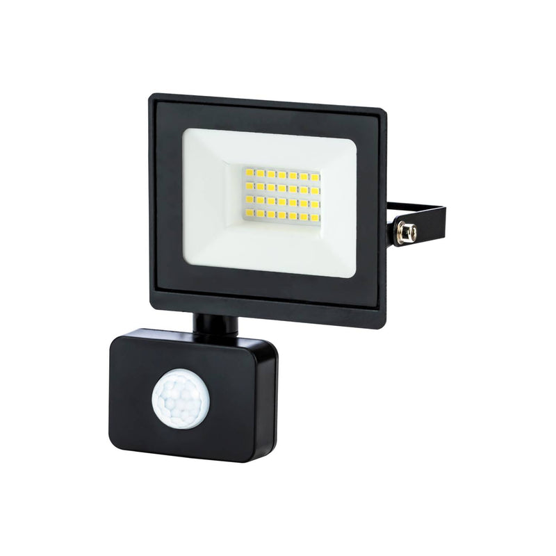 Pesaro 20W slimline LED floodlight black with PIR, imported from the UK