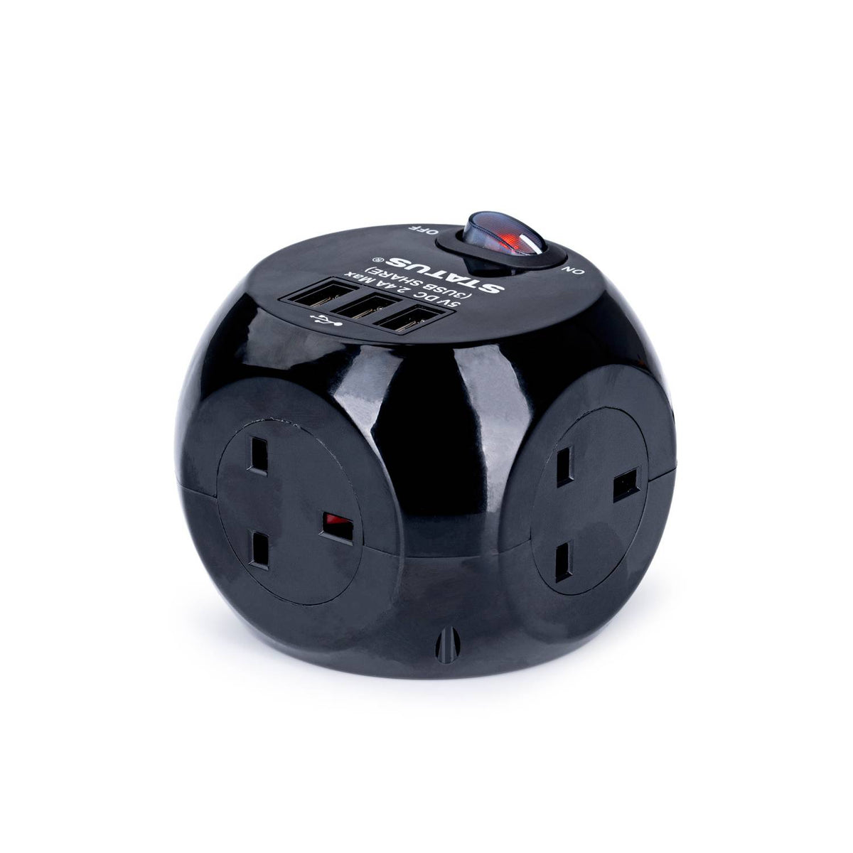 Cube socket with 3 USB ports 1.4 metre lead, UK version