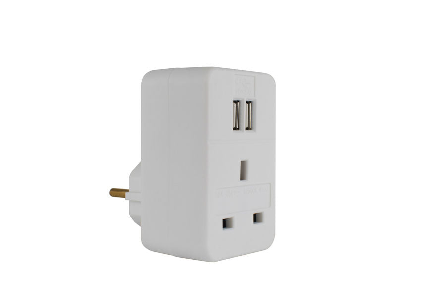 Status European Travel Adaptor with 2 x USB Ports GOODS ASDA   