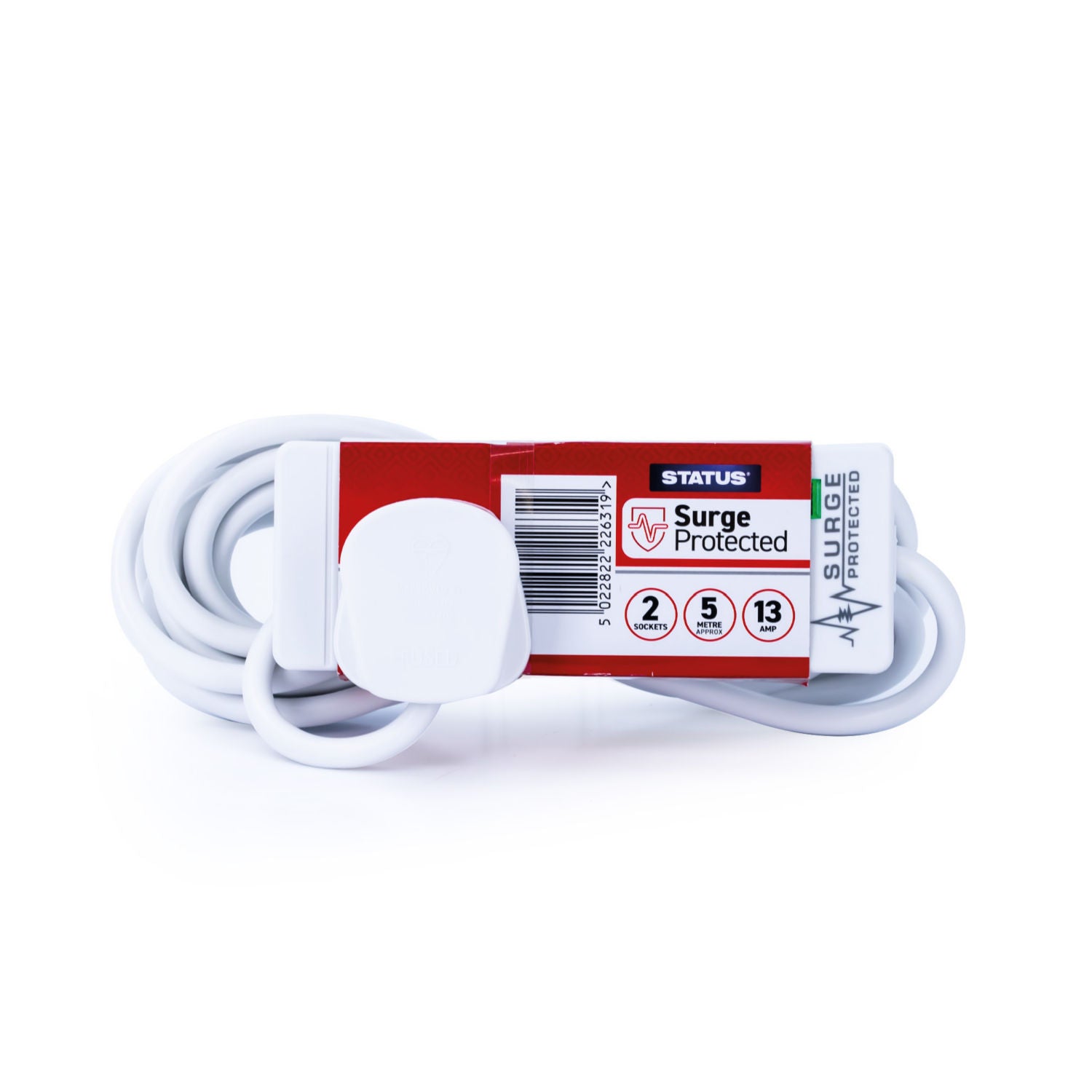 Status surge protected extension lead 2 sockets 5m cable, UK version