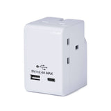 3 way adaptor with USB A and USB C ports white, UK version