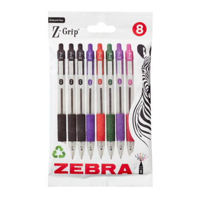 ASDA Zebra Z-Grip Assorterte farger Kulepenner 8-pakning - Kjøp online hos McGrocer