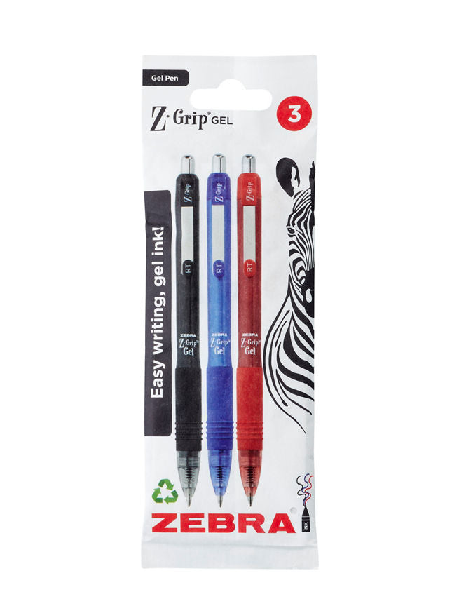 Zebra Z-Grip Assorted Colours Gel Pens 3pk GOODS ASDA   