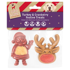 Cupid & Comet festive dog treats turkey and cranberry 100g, imported from the UK