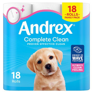 Andrex Complete Clean toilet tissue 18 rolls - British product
