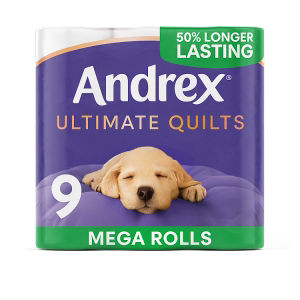Andrex Supreme Quilts Toilet Tissue Mega Rolls, 9 Quilted Mega Rolls