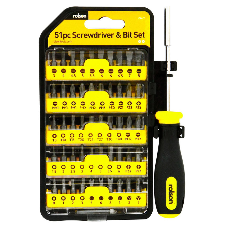 Rolson 51pc Screwdriver & Bit Set